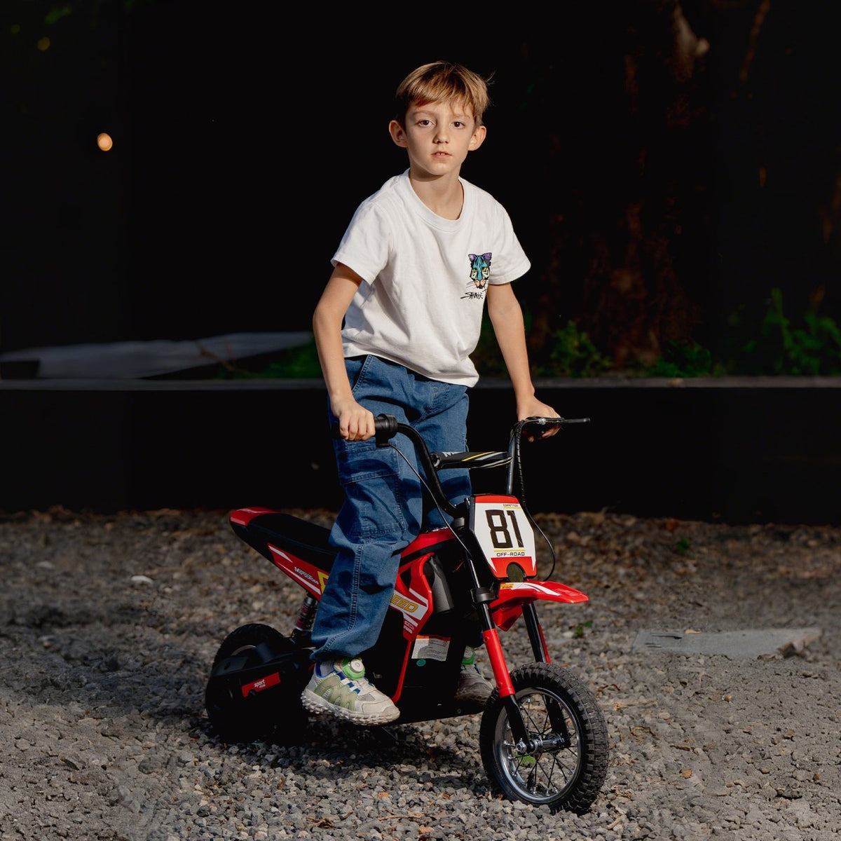 AIYAPLAY Kids Electric Motorbike, 24V Ride On Motorcycle with 3 Speeds and Rear Suspension, Dirt Bike for 8-12 Years Old, Red - SGP Garden Ltd
