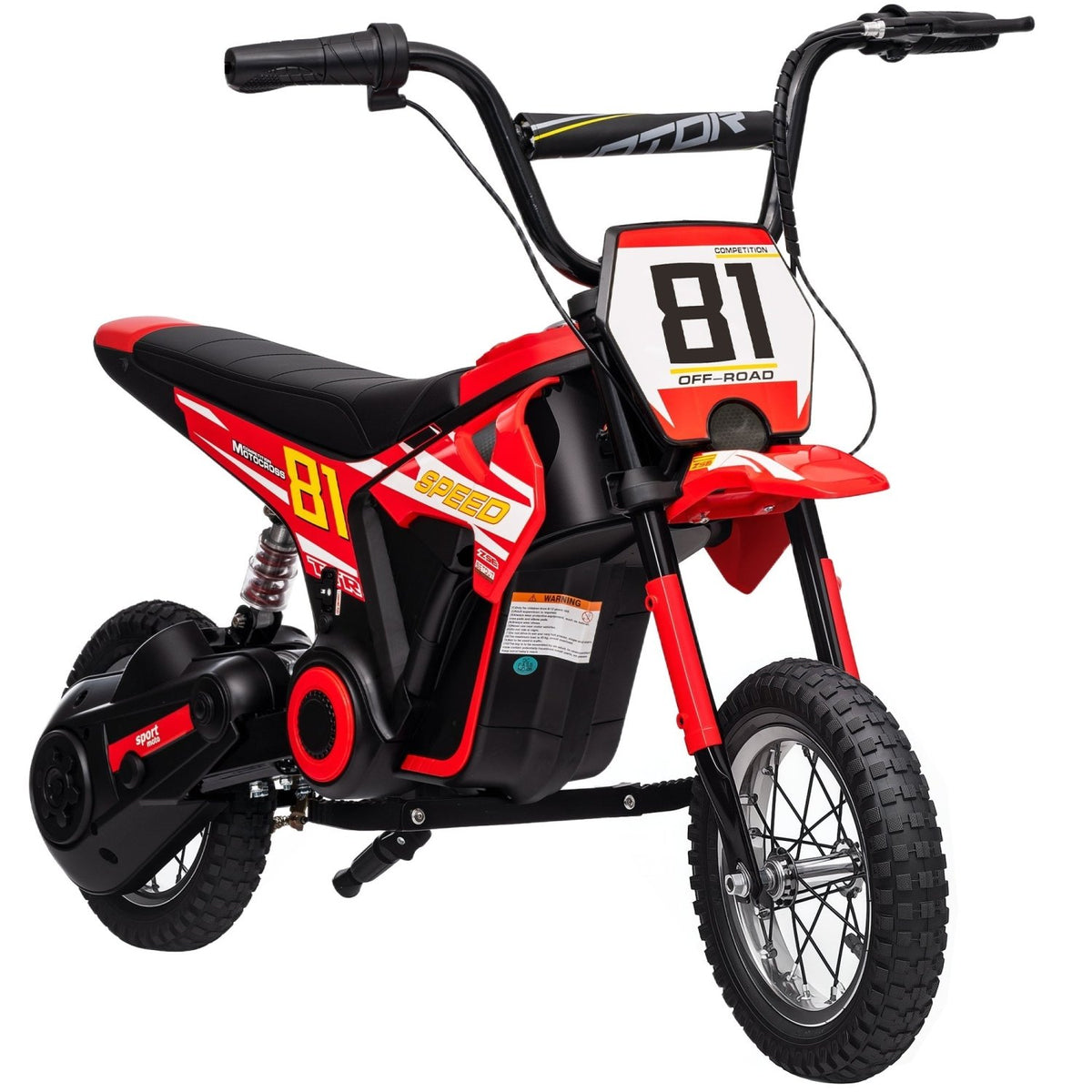 AIYAPLAY Kids Electric Motorbike, 24V Ride On Motorcycle with 3 Speeds and Rear Suspension, Dirt Bike for 8-12 Years Old, Red - SGP Garden Ltd