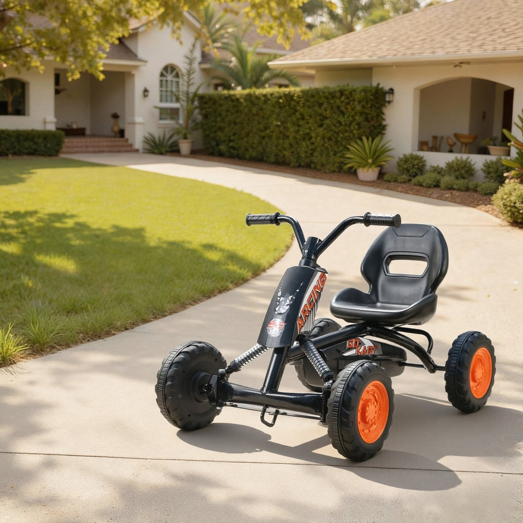 AIYAPLAY Kids Pedal Go Kart with Steel Frame, Sporty Design, for Ages 2-5 Years, Black - SGP Garden Ltd