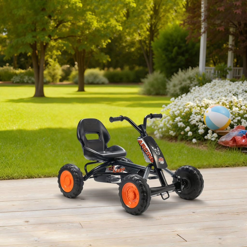 AIYAPLAY Kids Pedal Go Kart with Steel Frame, Sporty Design, for Ages 2-5 Years, Black - SGP Garden Ltd