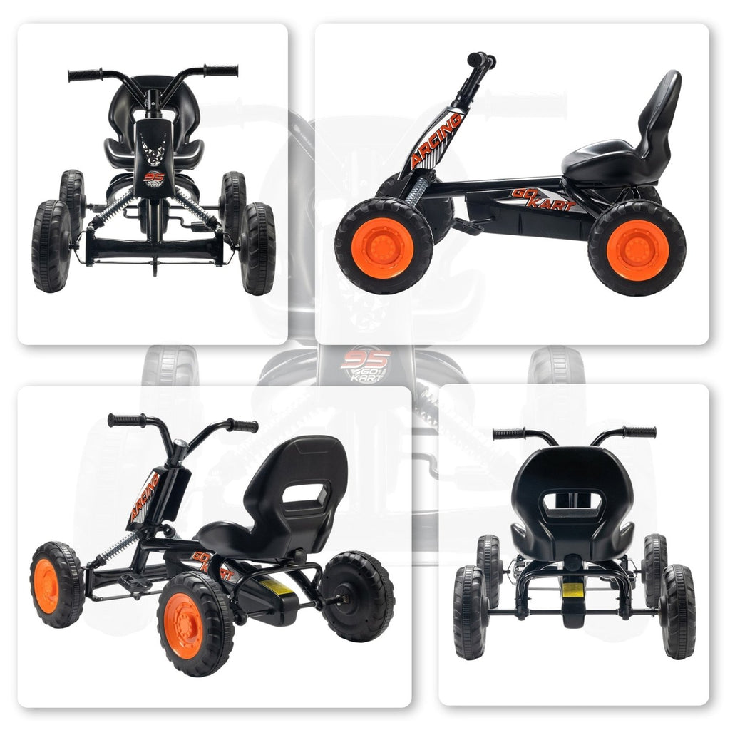 AIYAPLAY Kids Pedal Go Kart with Steel Frame, Sporty Design, for Ages 2-5 Years, Black - SGP Garden Ltd