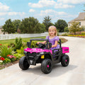 AIYAPLAY Kids Ride on Car, 12V Electric Kids UTV with Electric Dump Bed, 4-Wheel Suspension for 3-8 Years, Pink - SGP Garden Ltd