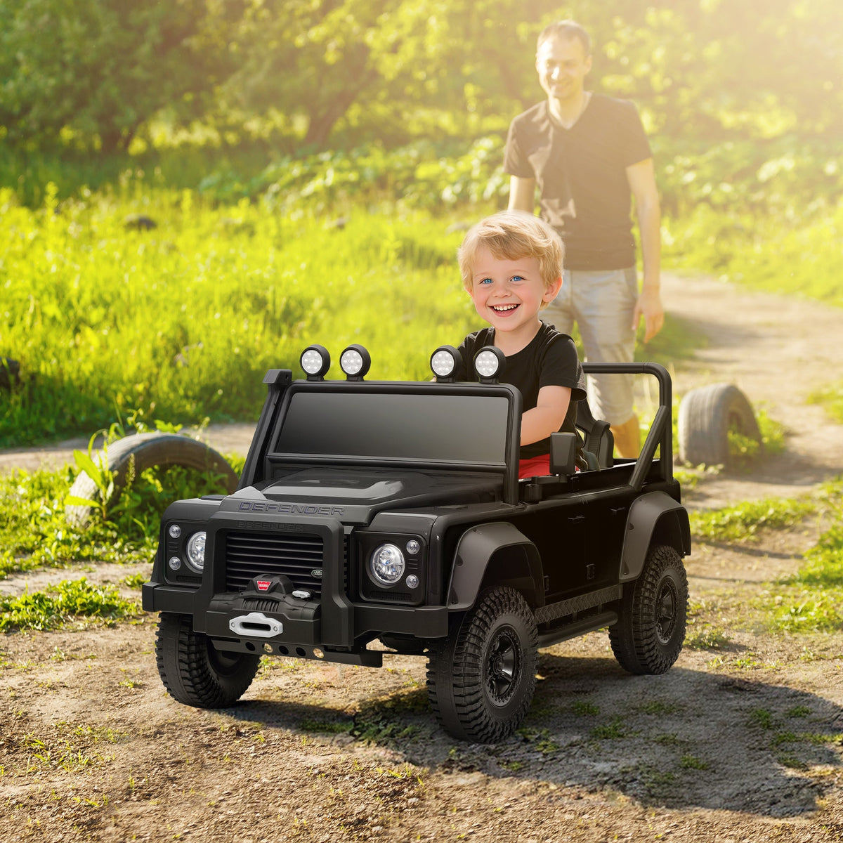 AIYAPLAY Kids Ride On Car with Remote Control, Music, Horn, 4 Spring Suspension Wheels, LED Lights for 3-5 Years Old, Black - SGP Garden Ltd