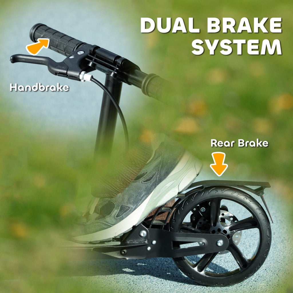AIYAPLAY Kids Scooter with 4 Levels Adjustable Handlebar, Dual Brake System, 200mm Wheels, ABEC-7 Bearings, Black - SGP Garden Ltd