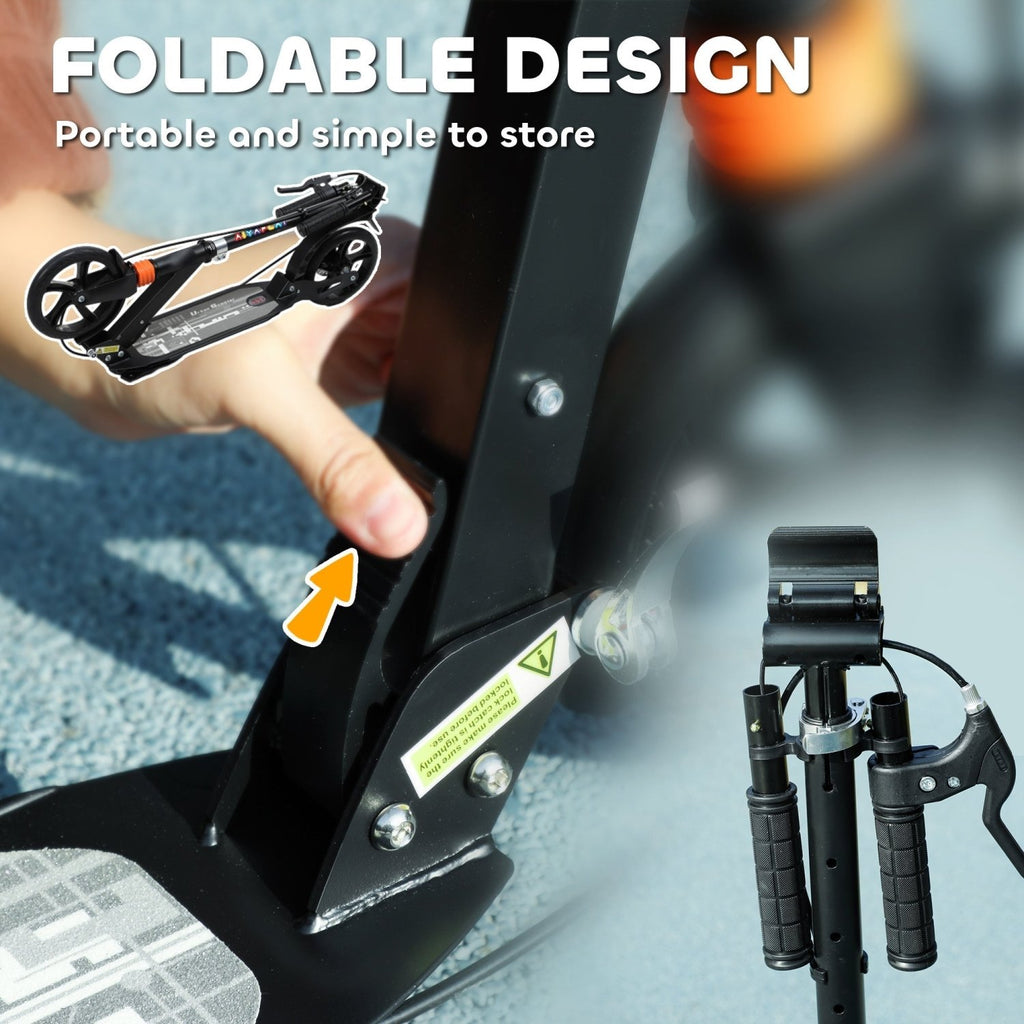 AIYAPLAY Kids Scooter with 4 Levels Adjustable Handlebar, Dual Brake System, 200mm Wheels, ABEC-7 Bearings, Black - SGP Garden Ltd