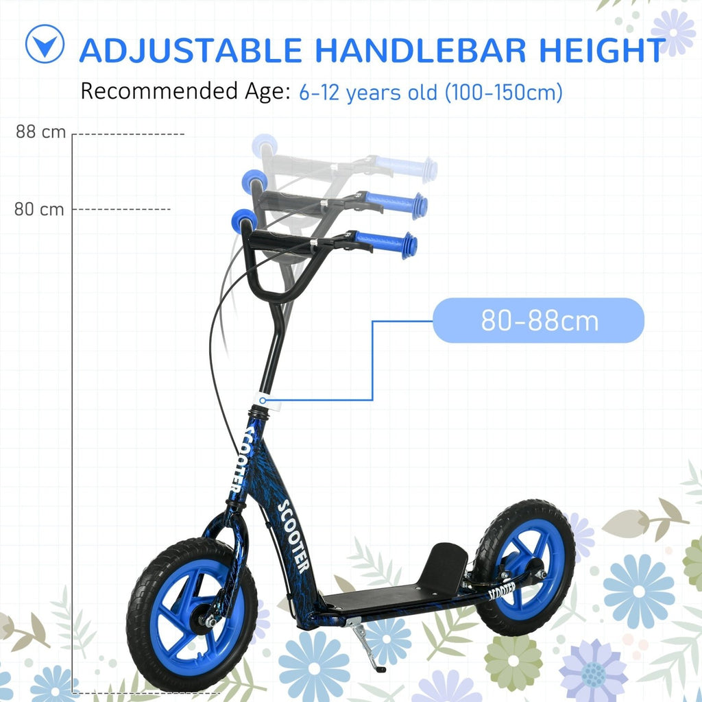 AIYAPLAY Kids Scooter with Adjustable Handlebar, Children's Kick Scooter with Non-slip Footplate, Rear Brake, Kickstand, Blue - SGP Garden Ltd