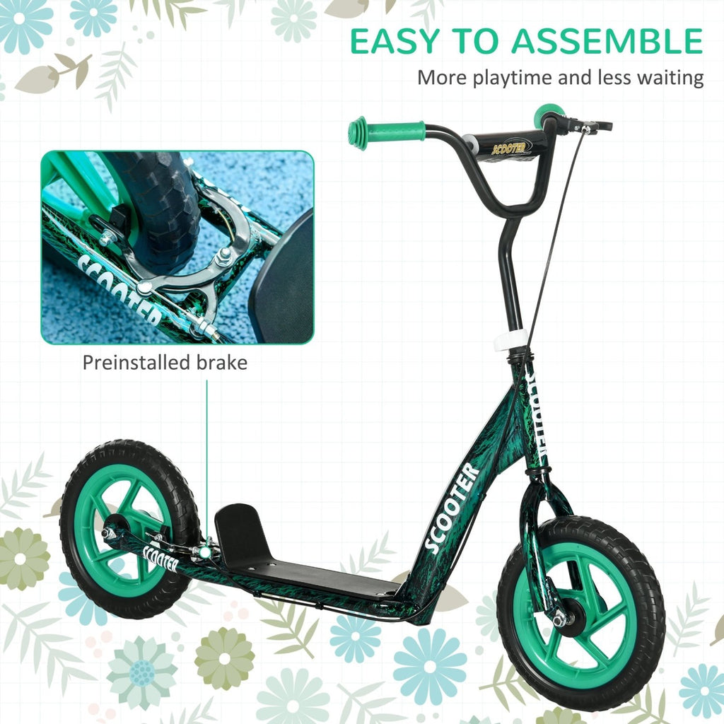 AIYAPLAY Kids Scooter with Adjustable Handlebar, Children's Kick Scooter with Non-slip Footplate, Rear Brake, Kickstand, Green - SGP Garden Ltd