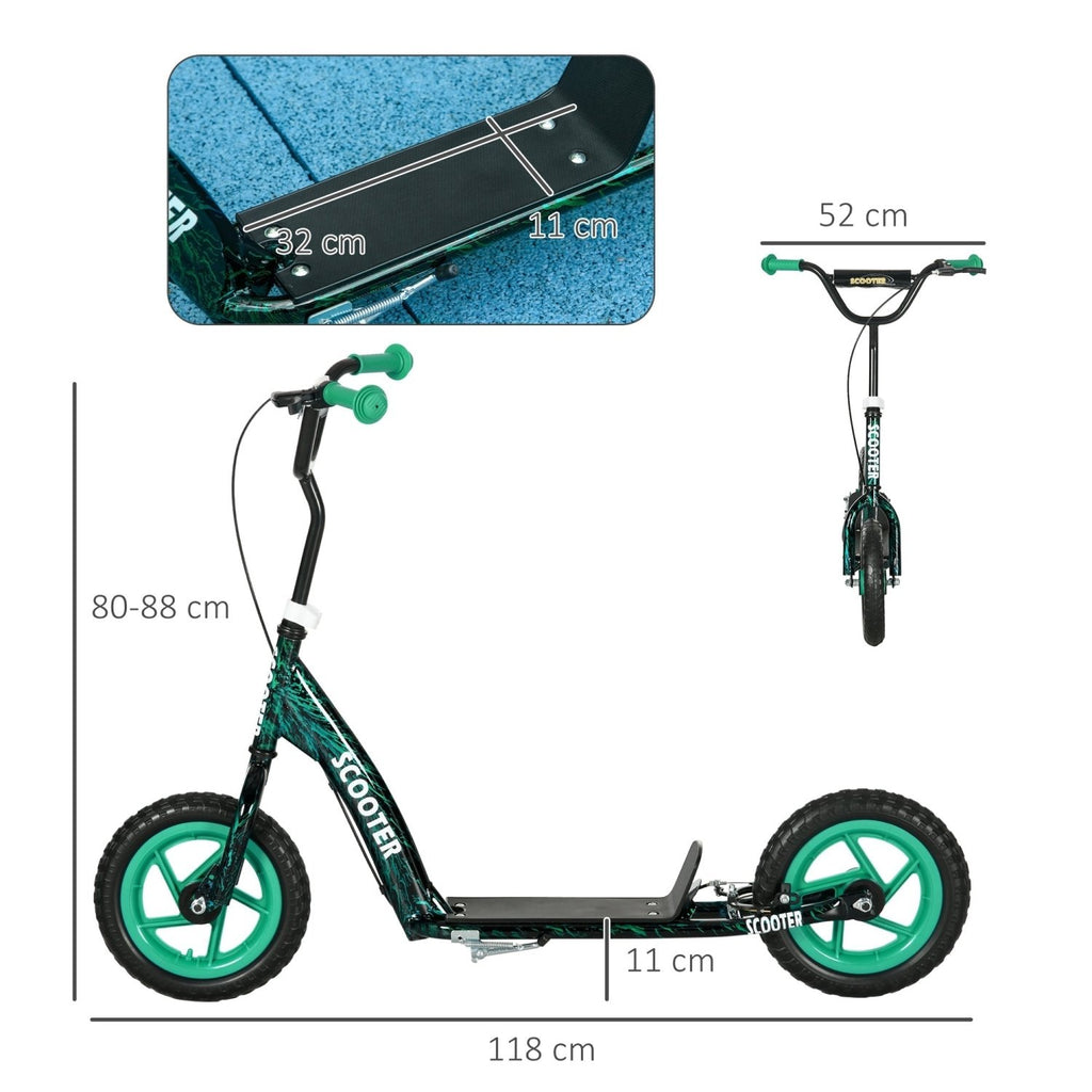 AIYAPLAY Kids Scooter with Adjustable Handlebar, Children's Kick Scooter with Non-slip Footplate, Rear Brake, Kickstand, Green - SGP Garden Ltd