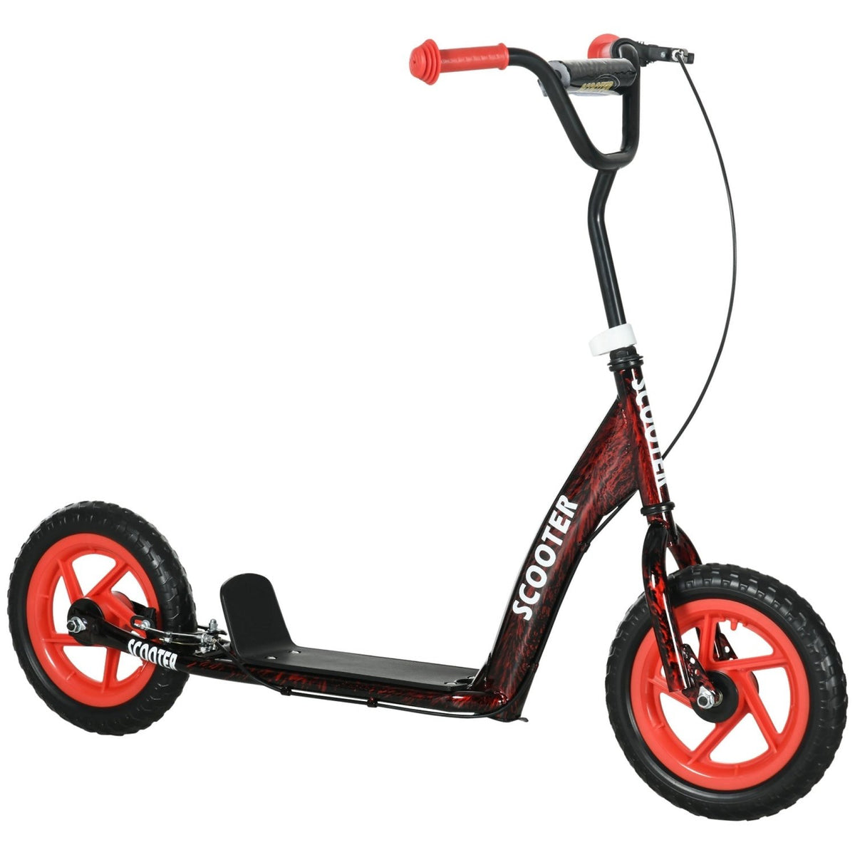 AIYAPLAY Kids Scooter with Adjustable Handlebar, Children's Kick Scooter with Non-slip Footplate, Rear Brake, Kickstand, Red - SGP Garden Ltd
