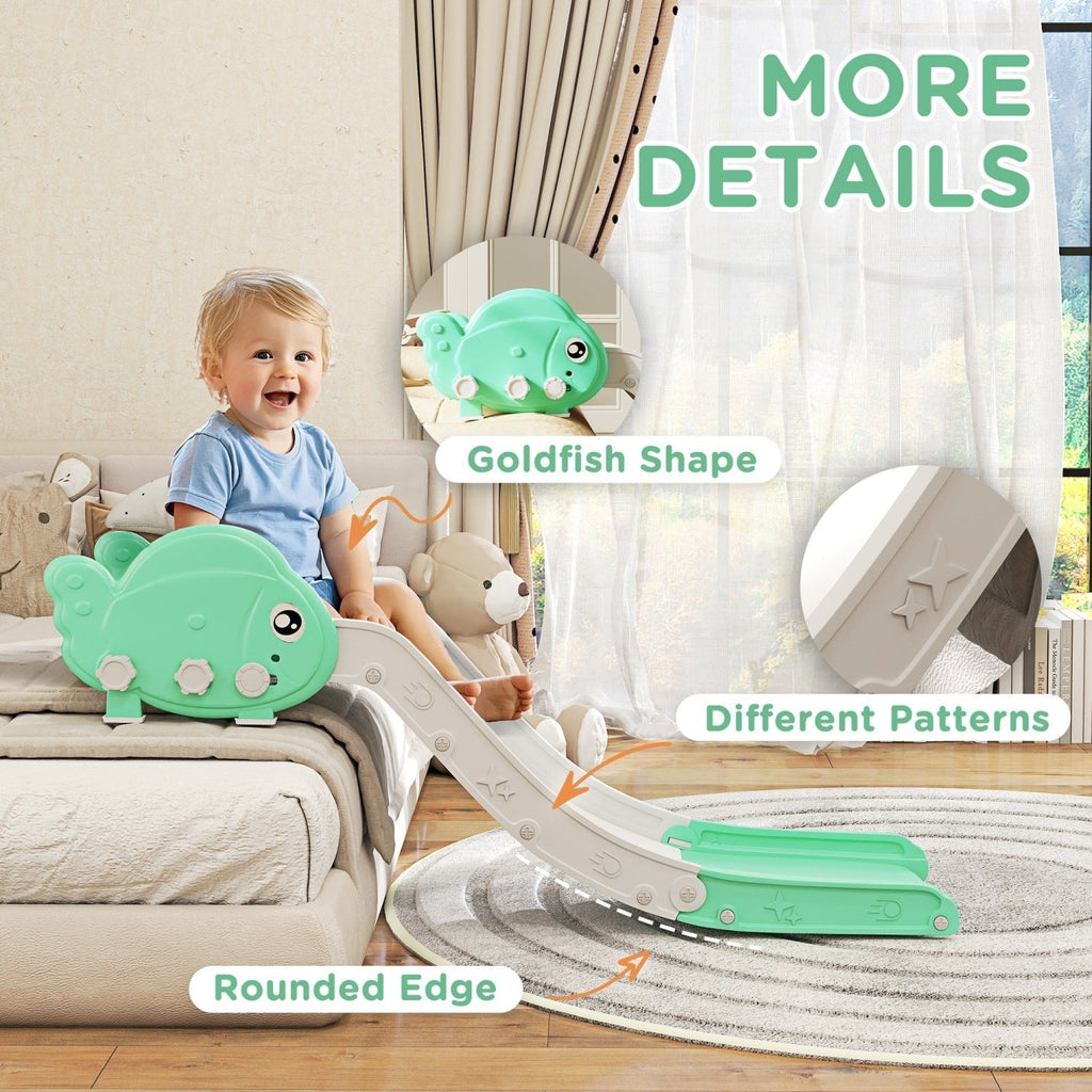 AIYAPLAY Kids Sofa Slide with 130cm Extended Length, HDPE Toddler Slide for Sofa, Bed, Stairs, Easy Assemble & Storage, Green - SGP Garden Ltd