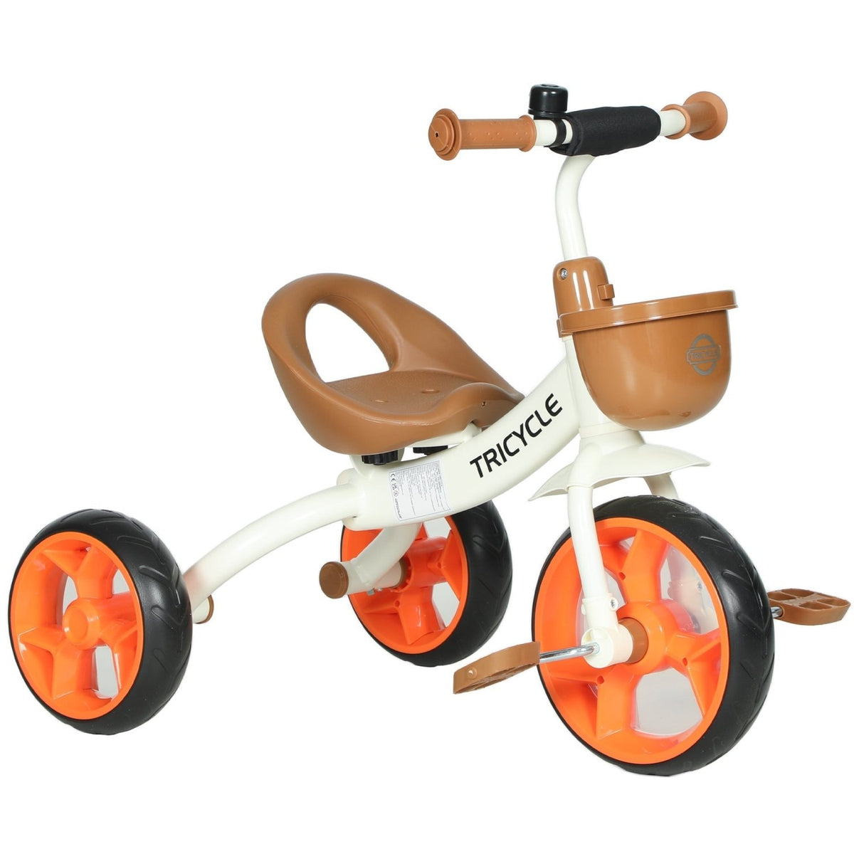 AIYAPLAY Kids Trike, Toddler Tricycle with Front Basket and EVA Wheels for Ages 2-5 Years, Indoor Outdoor for Boys Girls, Orange - SGP Garden Ltd