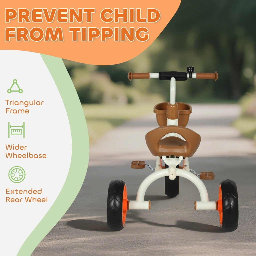 AIYAPLAY Kids Trike, Toddler Tricycle with Front Basket and EVA Wheels for Ages 2-5 Years, Indoor Outdoor for Boys Girls, Orange - SGP Garden Ltd