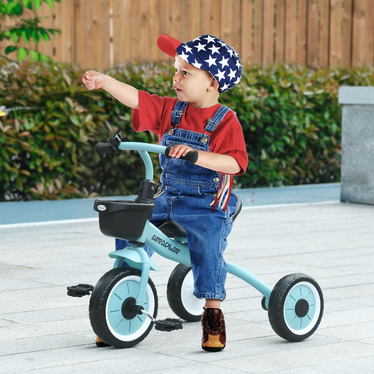 AIYAPLAY Kids Trike, Tricycle, with Adjustable Seat, Basket, Bell, for Ages 2-5 Years - Blue - SGP Garden Ltd