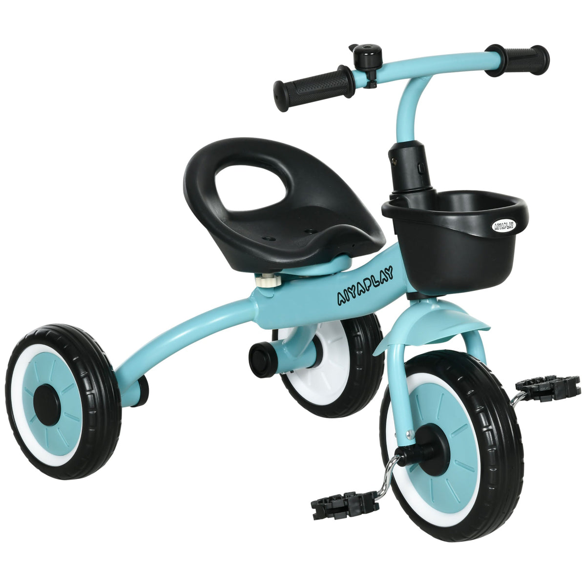AIYAPLAY Kids Trike, Tricycle, with Adjustable Seat, Basket, Bell, for Ages 2-5 Years - Blue - SGP Garden Ltd