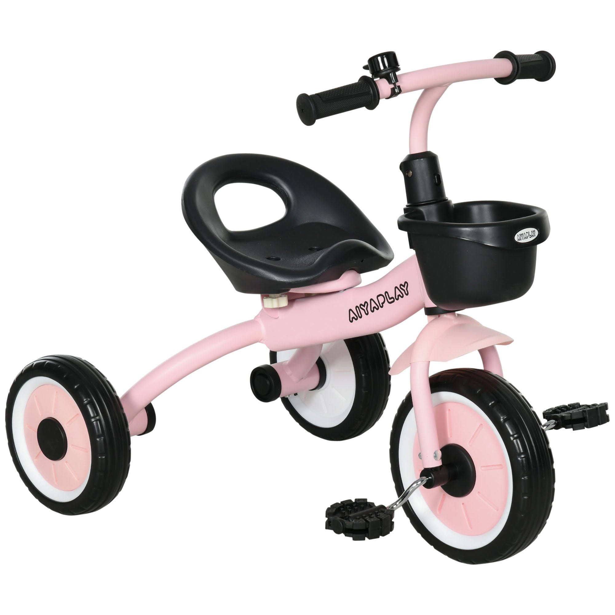 AIYAPLAY Kids Trike, Tricycle, with Adjustable Seat, Basket, Bell, for Ages 2-5 Years - Pink - SGP Garden Ltd