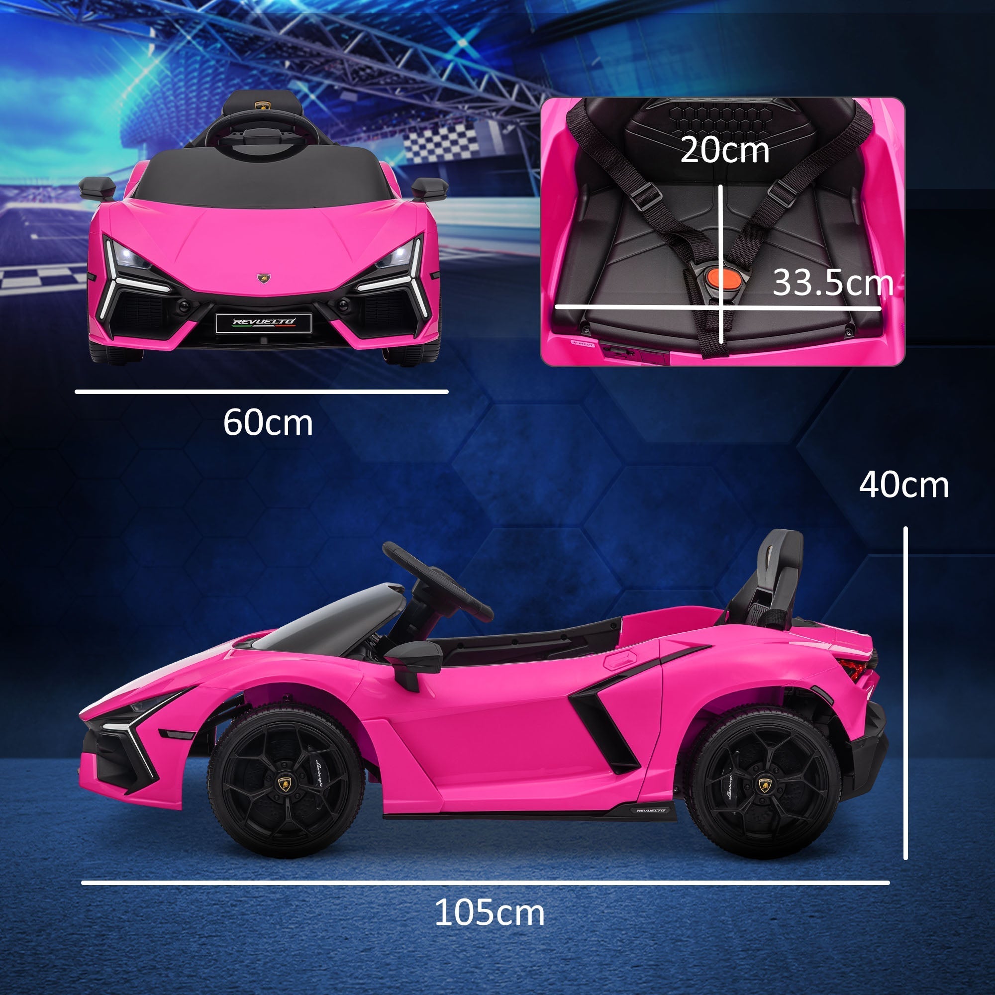 AIYAPLAY Lamborghini Revuelto Licensed 12V Ride on Car w/ Butterfly Doors, Transport Wheels, Suspension, Remote Control, Pink - SGP Garden Ltd