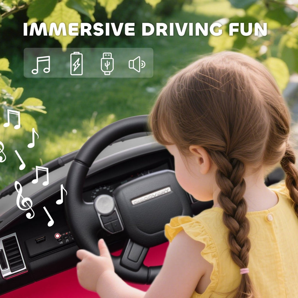 AIYAPLAY Land Rover Discovery Licensed 12V Kids Electric Car with Remote, 4 Wheel Suspension, Slow Start, Lights, Music, Pink - SGP Garden Ltd