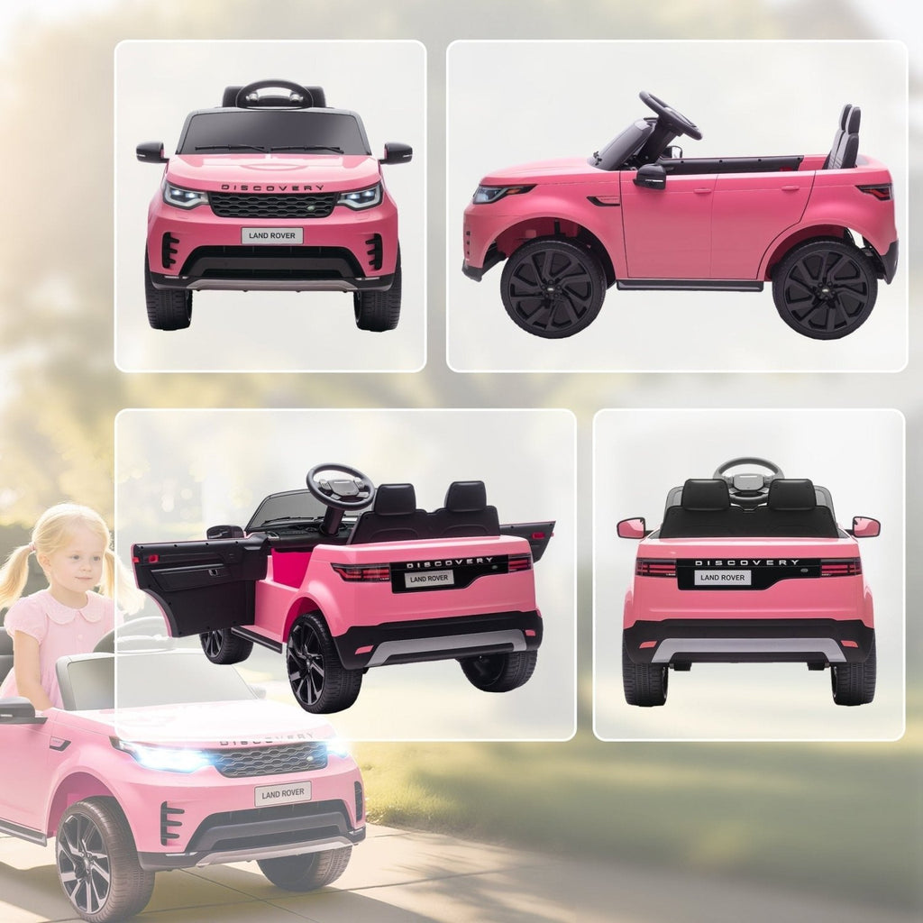AIYAPLAY Land Rover Discovery Licensed 12V Kids Electric Car with Remote, 4 Wheel Suspension, Slow Start, Lights, Music, Pink - SGP Garden Ltd