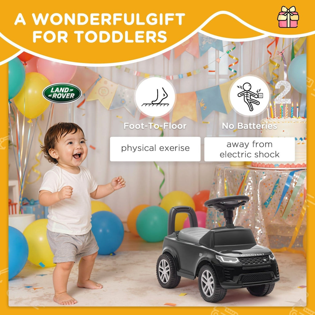 AIYAPLAY Land Rover Licensed Toddler Ride on Car with Horn, Engine Sounds, Under-Seat Storage, for 18-36 Months, Black - SGP Garden Ltd