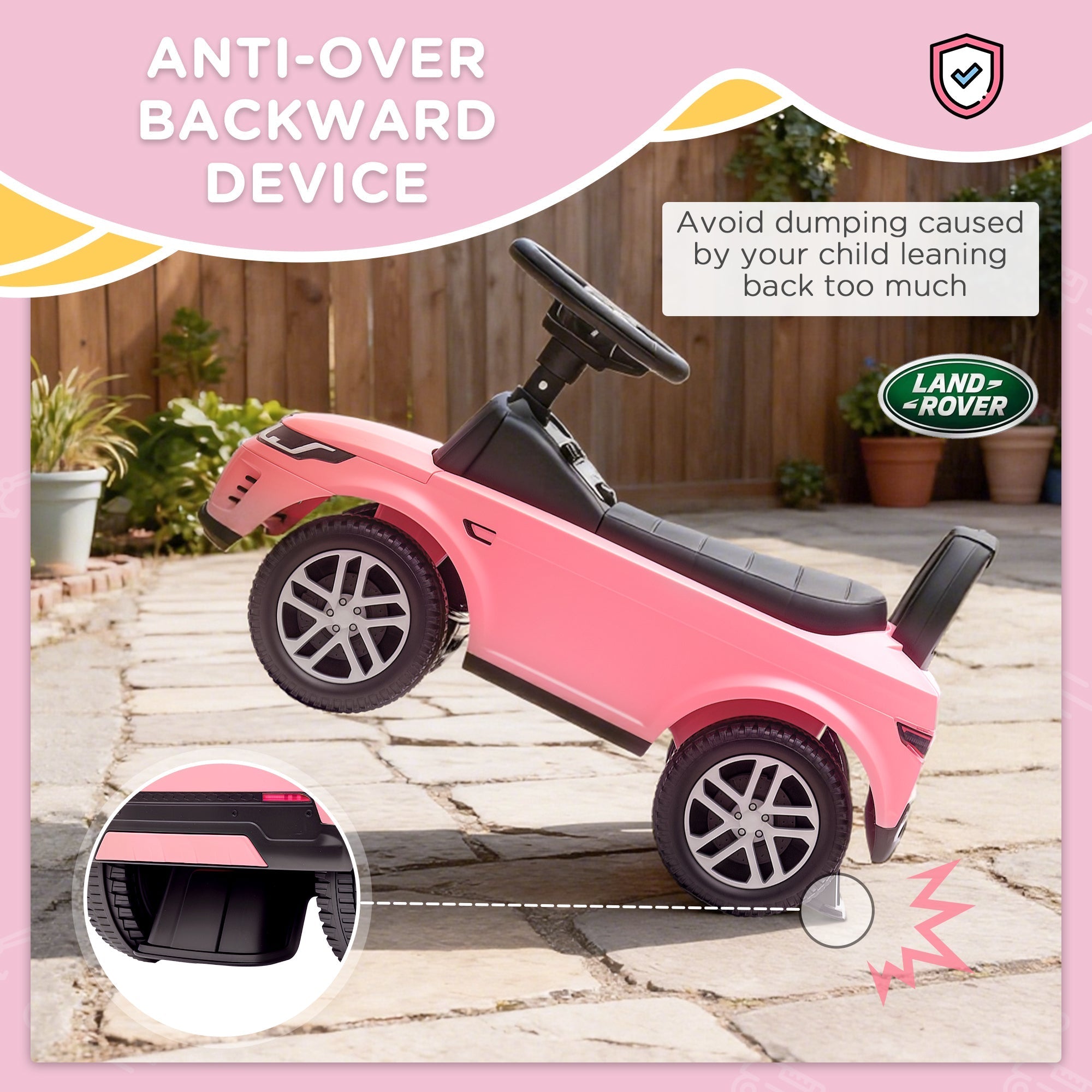 AIYAPLAY Land Rover Licensed Toddler Ride on Car with Horn, Engine Sounds, Under-Seat Storage, for 18-36 Months, Pink - SGP Garden Ltd