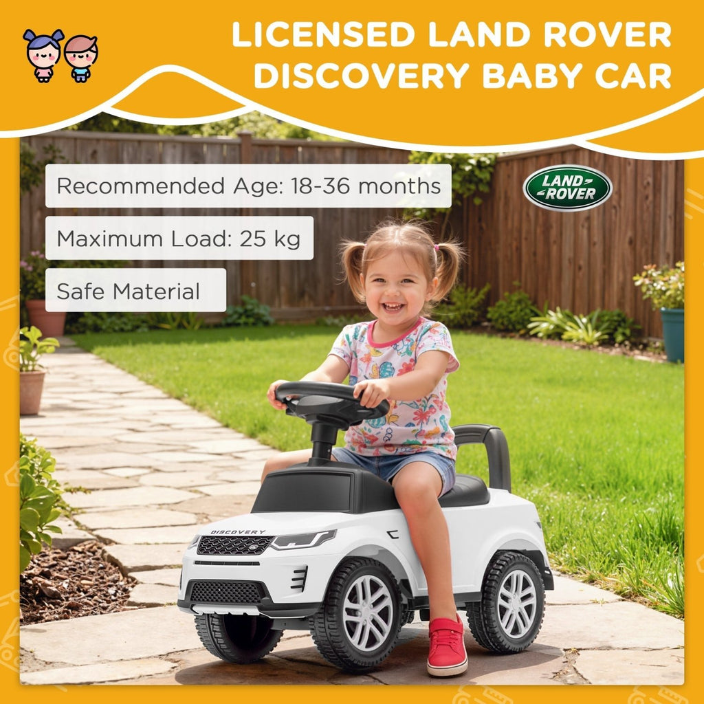 AIYAPLAY Land Rover Licensed Toddler Ride on Car with Horn, Engine Sounds, Under-Seat Storage, for 18-36 Months, White - SGP Garden Ltd