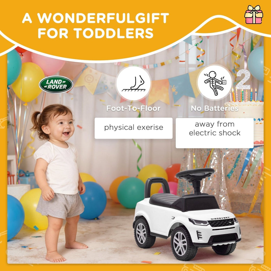 AIYAPLAY Land Rover Licensed Toddler Ride on Car with Horn, Engine Sounds, Under-Seat Storage, for 18-36 Months, White - SGP Garden Ltd