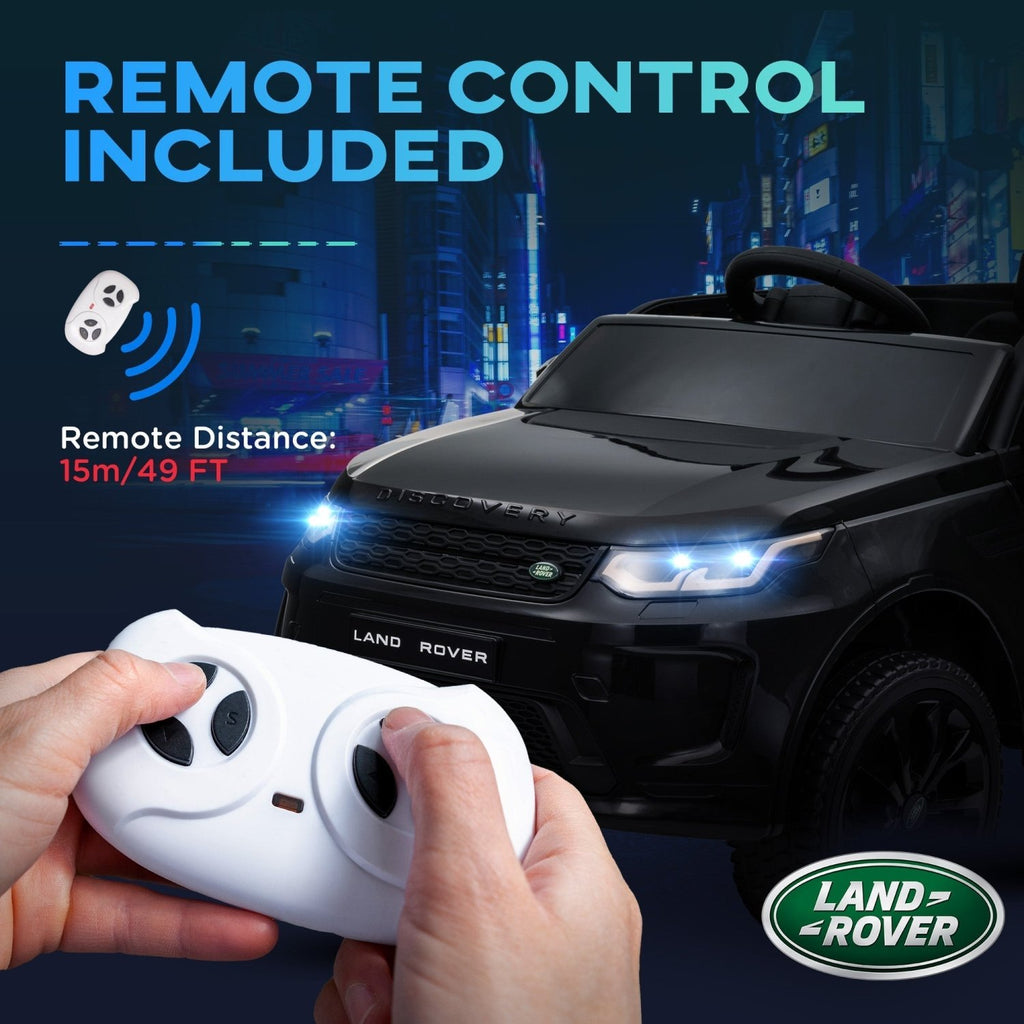AIYAPLAY Licensed Land Rover Discovery Sport, 12V Kids Ride on Car w/ Remote Control, Lights, Music, Horn, for 3-6 Years, Black - SGP Garden Ltd