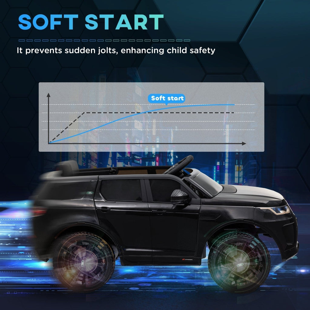 AIYAPLAY Licensed Land Rover Discovery Sport, 12V Kids Ride on Car w/ Remote Control, Lights, Music, Horn, for 3-6 Years, Black - SGP Garden Ltd