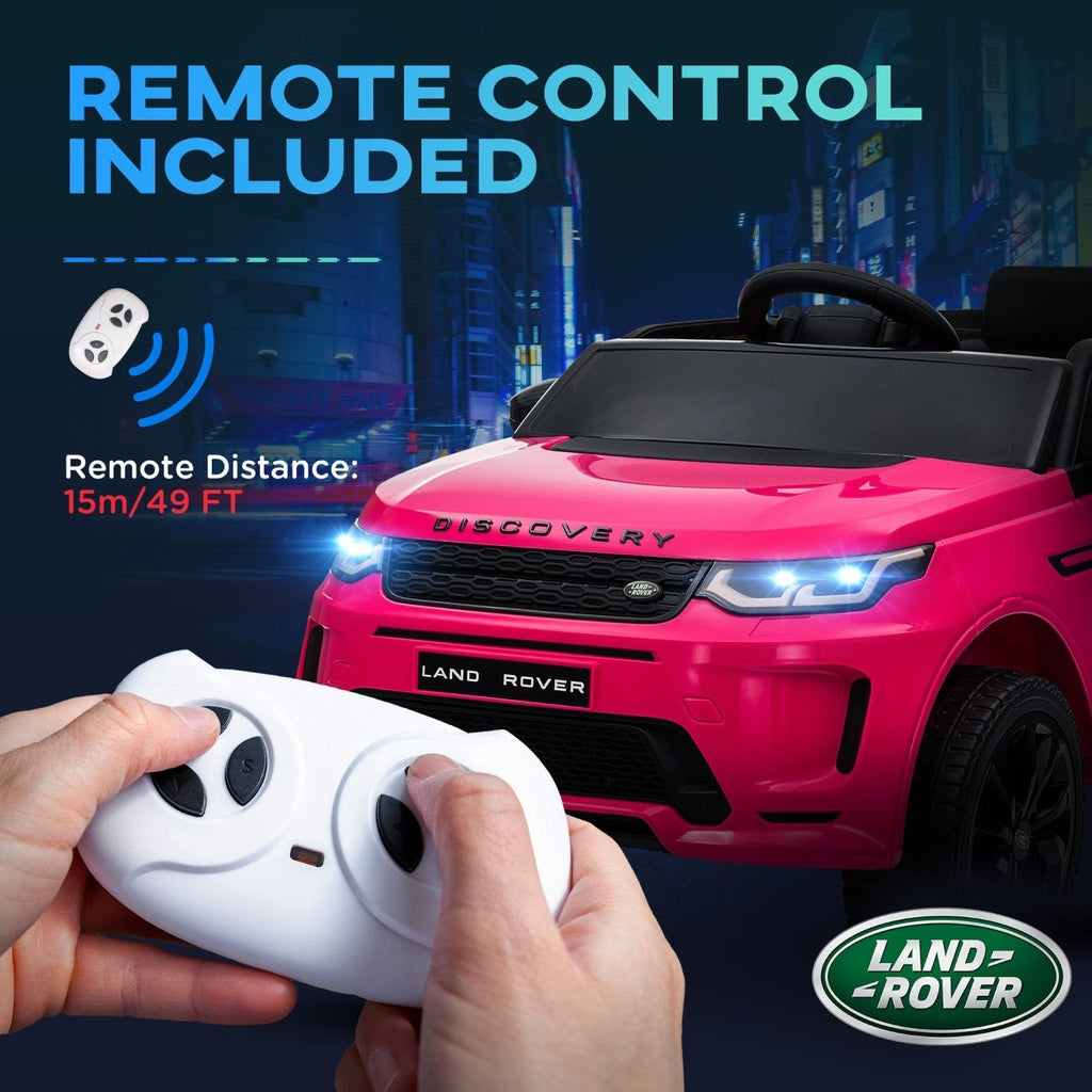 AIYAPLAY Licensed Land Rover Discovery Sport, 12V Kids Ride on Car w/ Remote Control, Lights, Music, Horn, for 3-6 Years, Pink - SGP Garden Ltd