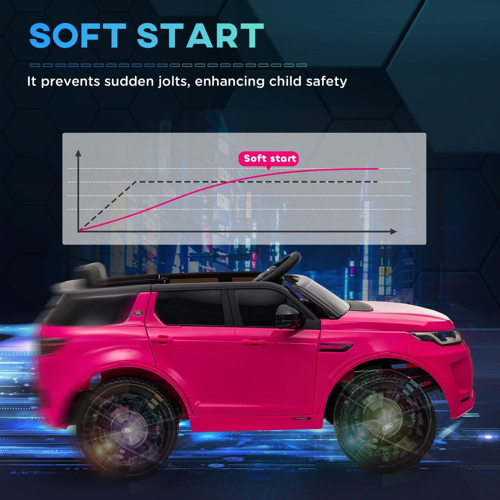 AIYAPLAY Licensed Land Rover Discovery Sport, 12V Kids Ride on Car w/ Remote Control, Lights, Music, Horn, for 3-6 Years, Pink - SGP Garden Ltd