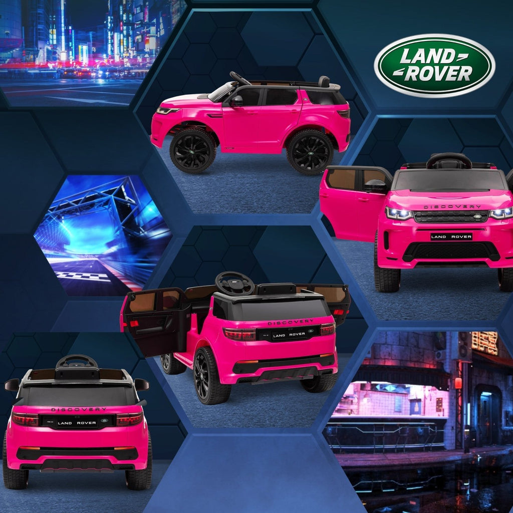 AIYAPLAY Licensed Land Rover Discovery Sport, 12V Kids Ride on Car w/ Remote Control, Lights, Music, Horn, for 3-6 Years, Pink - SGP Garden Ltd