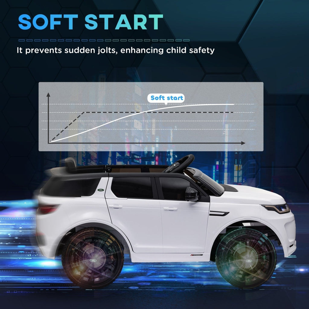 AIYAPLAY Licensed Land Rover Discovery Sport, 12V Kids Ride on Car w/ Remote Control, Lights, Music, Horn, for 3-6 Years, White - SGP Garden Ltd