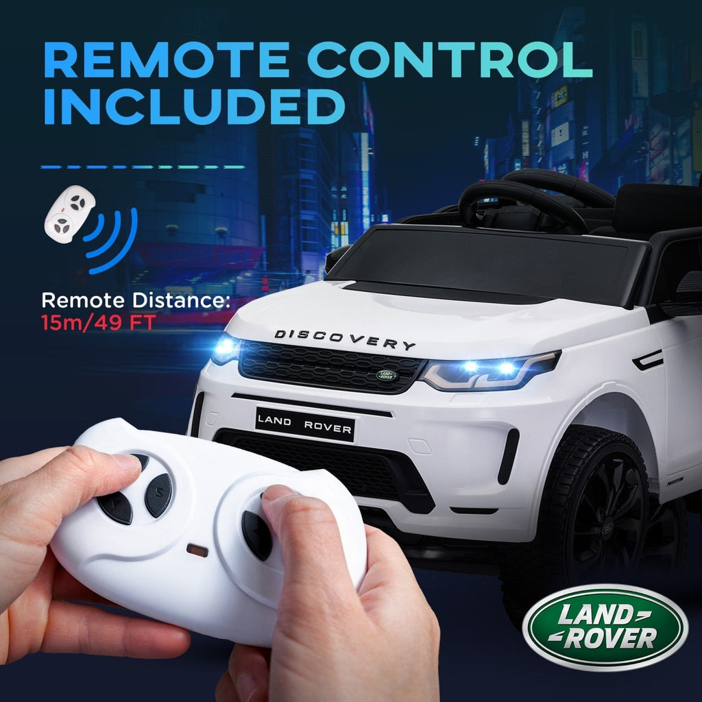 AIYAPLAY Licensed Land Rover Discovery Sport, 12V Kids Ride on Car w/ Remote Control, Lights, Music, Horn, for 3-6 Years, White - SGP Garden Ltd