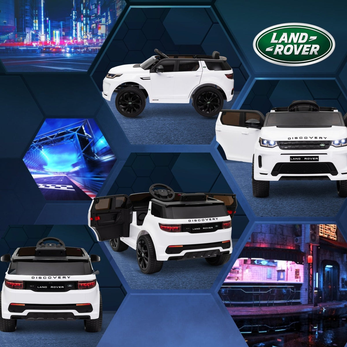 AIYAPLAY Licensed Land Rover Discovery Sport, 12V Kids Ride on Car w/ Remote Control, Lights, Music, Horn, for 3-6 Years, White - SGP Garden Ltd