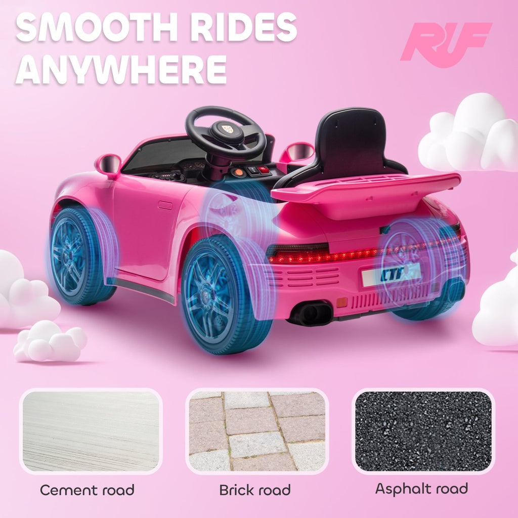 AIYAPLAY Licensed RUF CTR 2017 Electric Car for Kids, with Remote Control, Soft Start, MP3 Player, LED Lights, Pink - SGP Garden Ltd