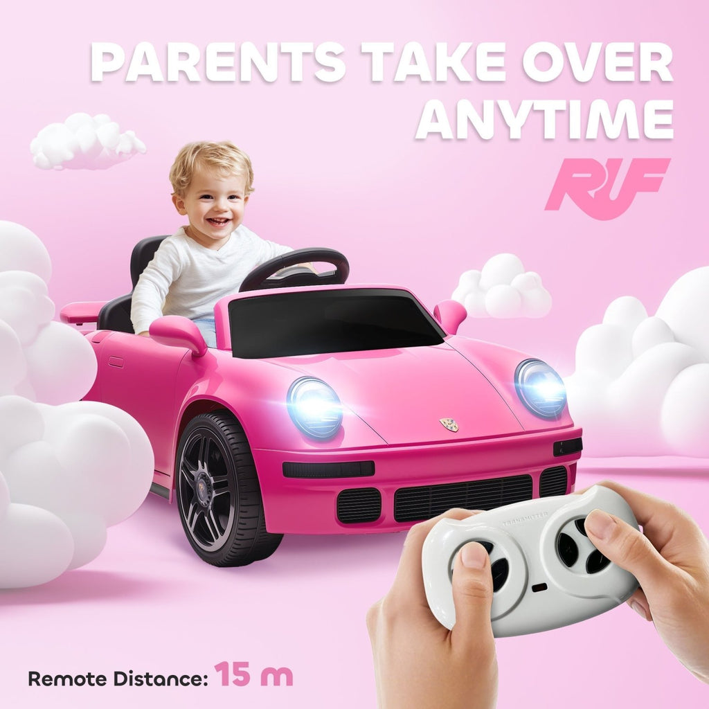 AIYAPLAY Licensed RUF CTR 2017 Electric Car for Kids, with Remote Control, Soft Start, MP3 Player, LED Lights, Pink - SGP Garden Ltd