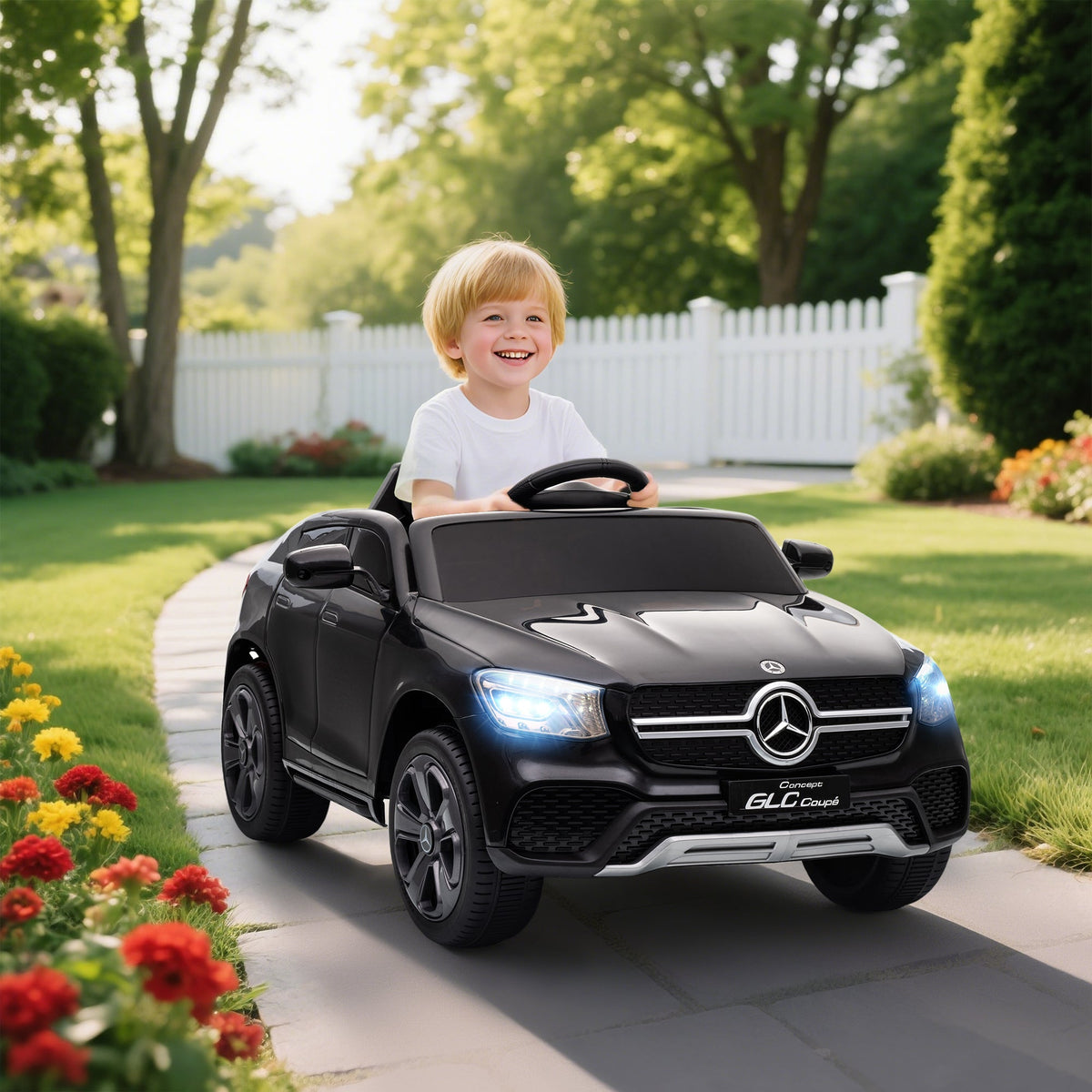 AIYAPLAY Mercedes-Benz GLC Licensed Kids Ride on Car with Remote Control, Soft Start, MP3, LED Headlights, Black - SGP Garden Ltd