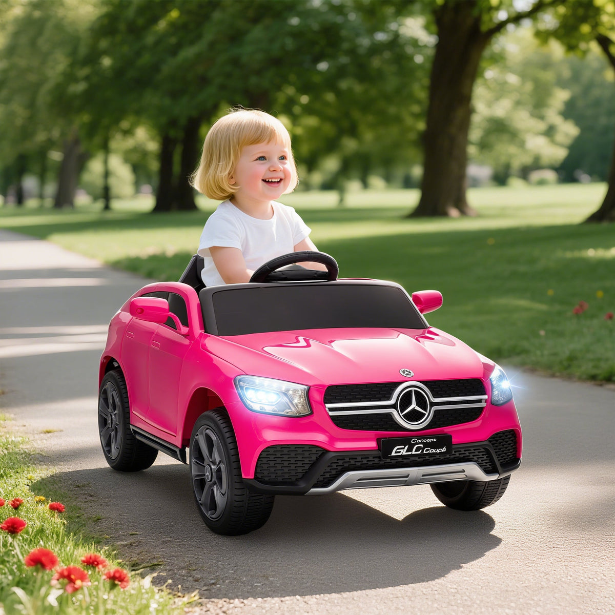 AIYAPLAY Mercedes-Benz GLC Licensed Kids Ride on Car with Remote Control, Soft Start, MP3, LED Headlights, Pink - SGP Garden Ltd