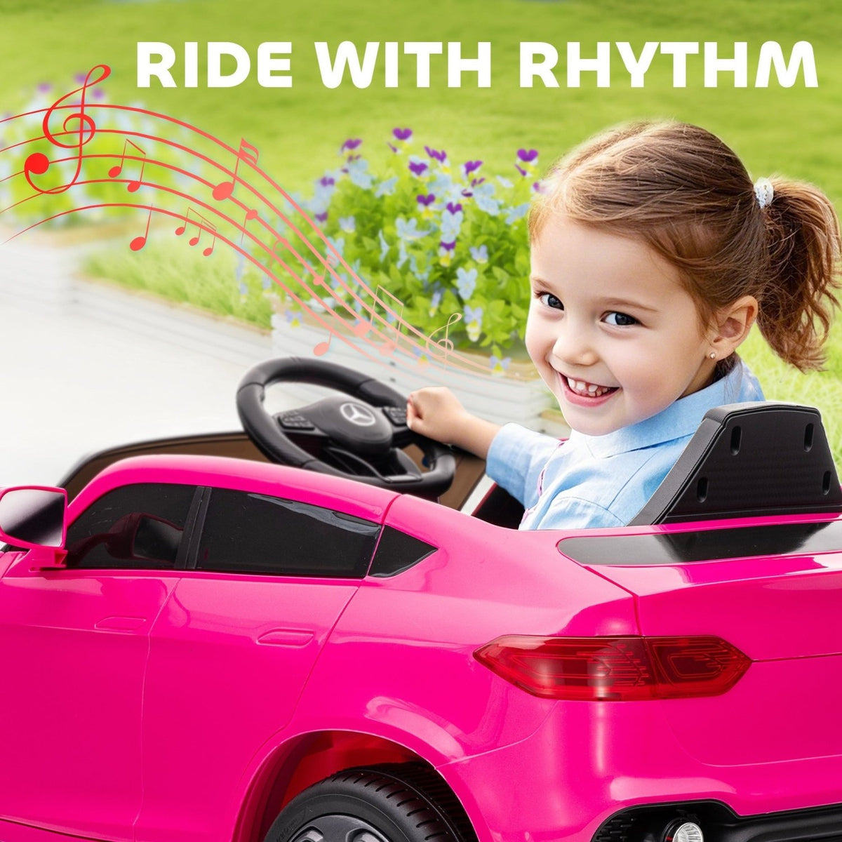 AIYAPLAY Mercedes-Benz GLC Licensed Kids Ride on Car with Remote Control, Soft Start, MP3, LED Headlights, Pink - SGP Garden Ltd