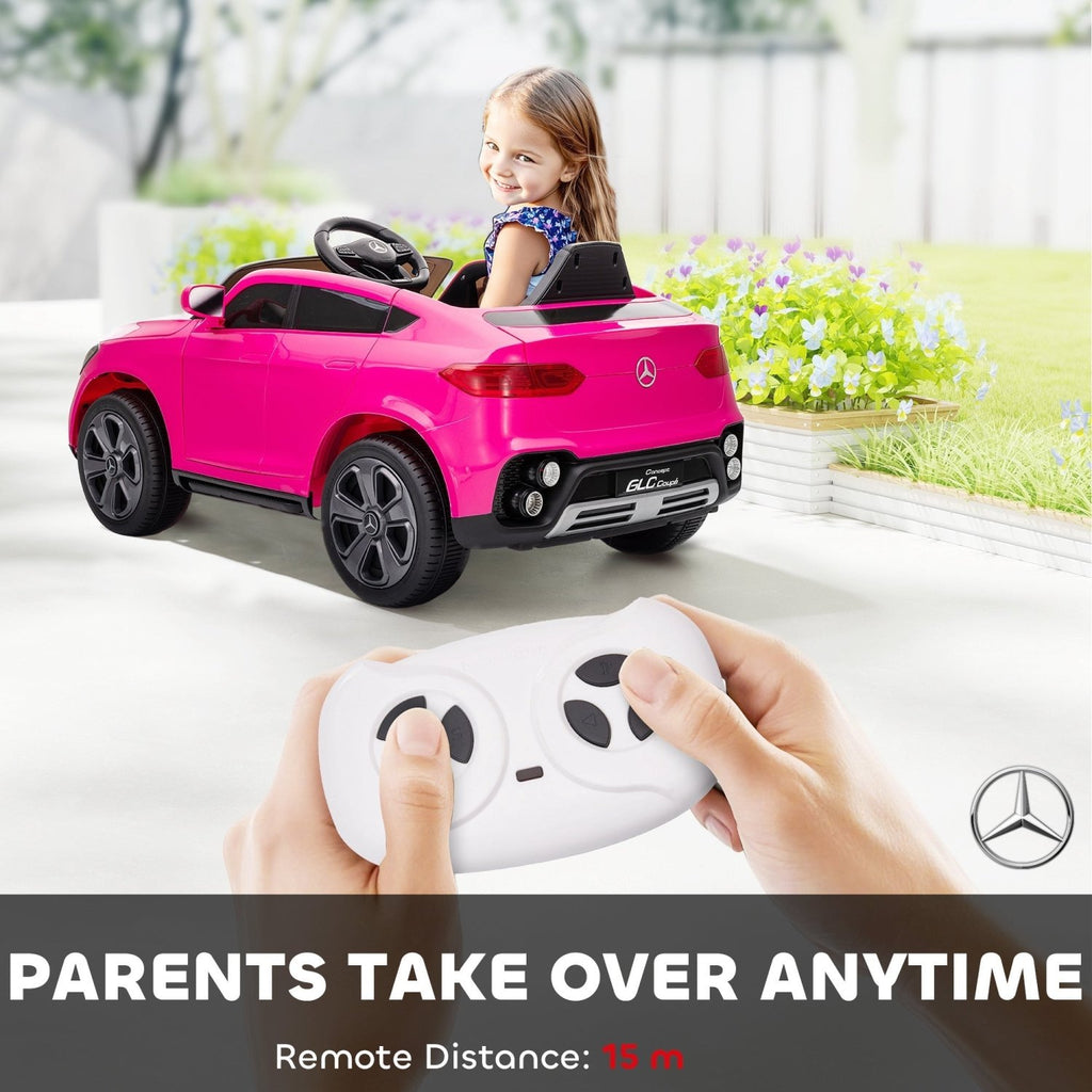 AIYAPLAY Mercedes-Benz GLC Licensed Kids Ride on Car with Remote Control, Soft Start, MP3, LED Headlights, Pink - SGP Garden Ltd