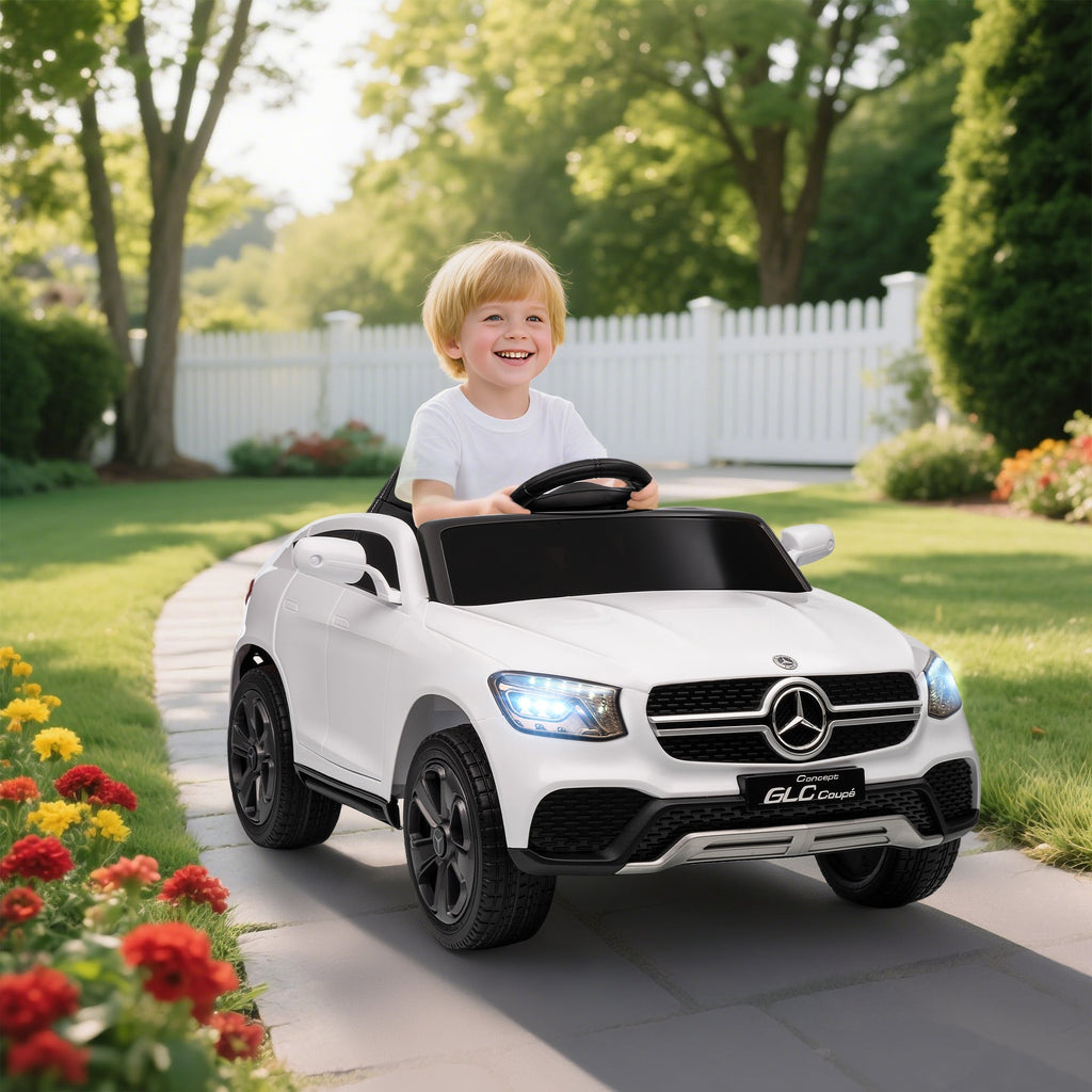 AIYAPLAY Mercedes-Benz GLC Licensed Kids Ride on Car with Remote Control, Soft Start, MP3, LED Headlights, White - SGP Garden Ltd