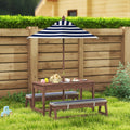 AIYAPLAY Outdoor Wooden Kids Picnic Table & Bench Set with Cushions and Umbrella, for Patio, Garden, Navy Blue - SGP Garden Ltd