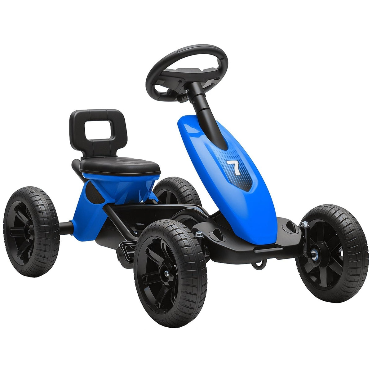AIYAPLAY Pedal Go Kart for Kids 2-5 Years, with Silent EVA Wheels, Metal Frame, Blue - SGP Garden Ltd