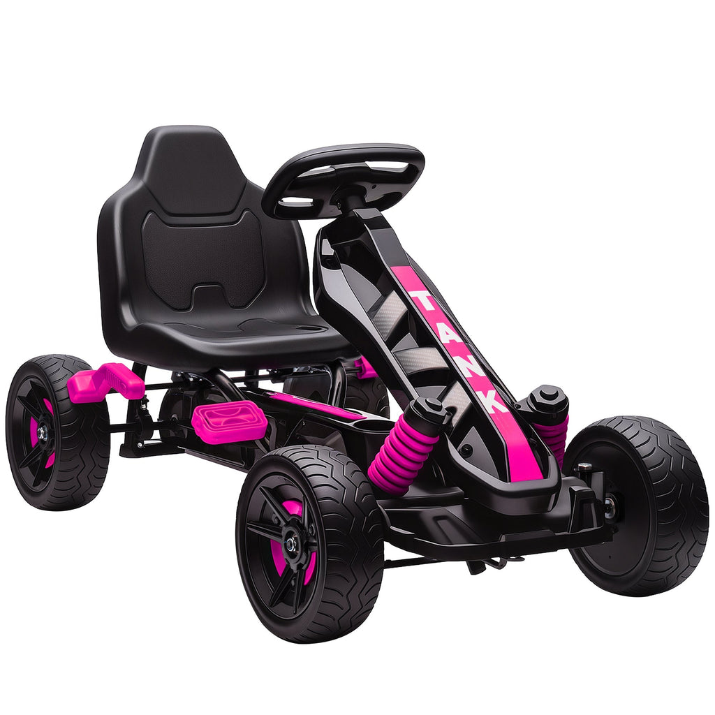 AIYAPLAY Pedal Go Kart for Kids Aged 3-6 Years, with Freewheel System, Brake, EVA Anti-Slip Wheels, Pink - SGP Garden Ltd