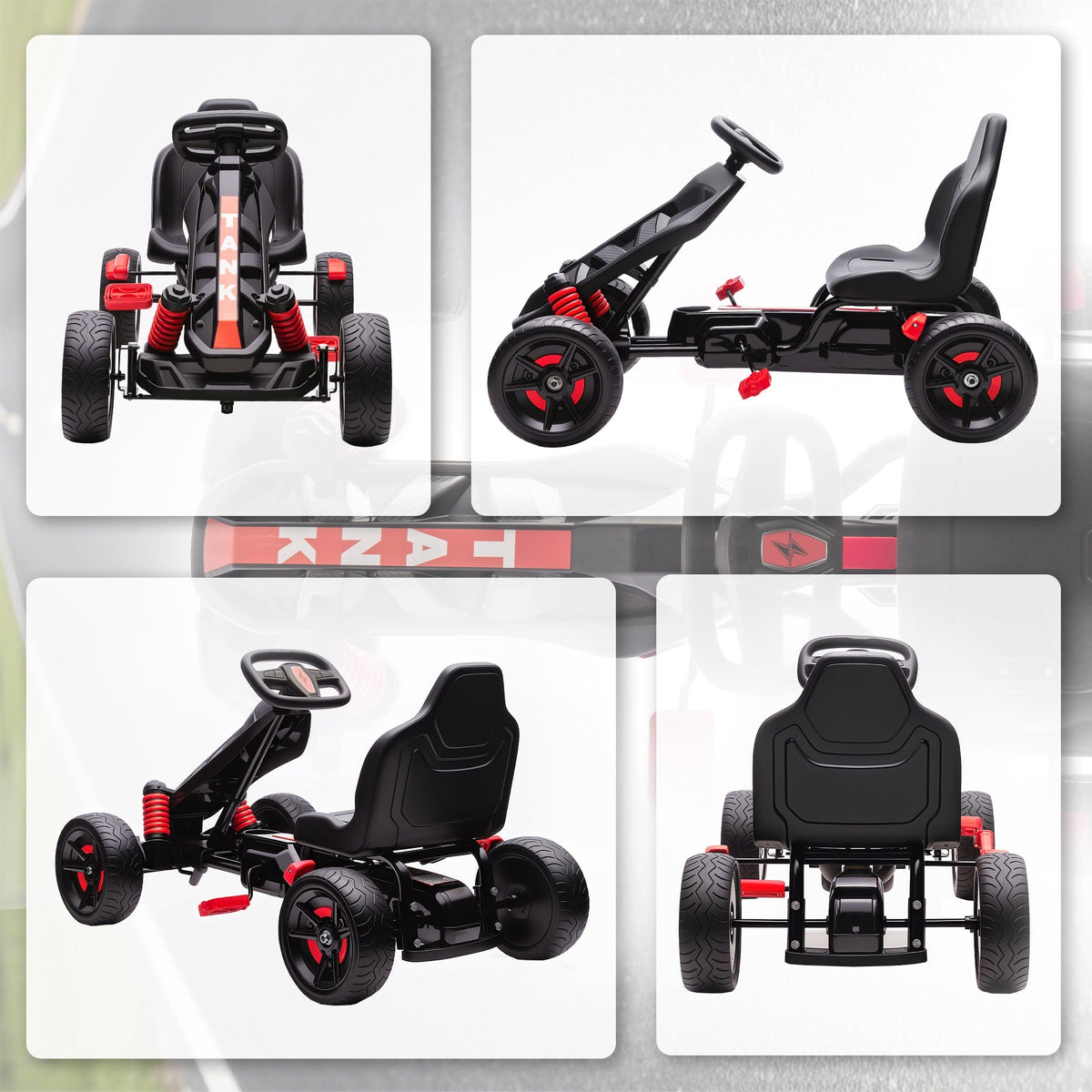 AIYAPLAY Pedal Go Kart for Kids Aged 3-6 Years, with Freewheel System, Brake, EVA Anti-Slip Wheels, Red - SGP Garden Ltd