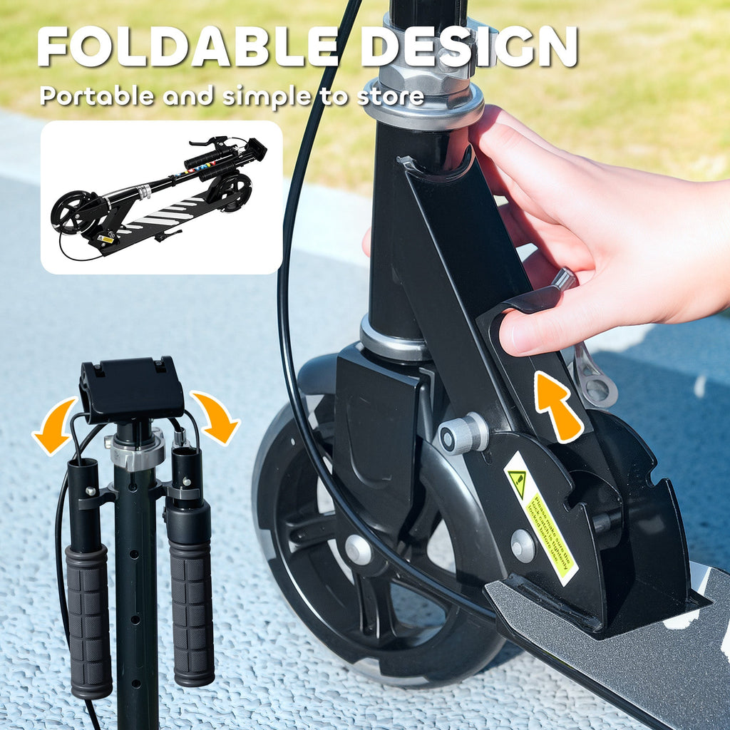 AIYAPLAY Scooter for Kids Ages 3-8 with Adjustable Handle, 2 Light up Wheels, Handbrake & Rear Brake for Girls and Boys, Black - SGP Garden Ltd