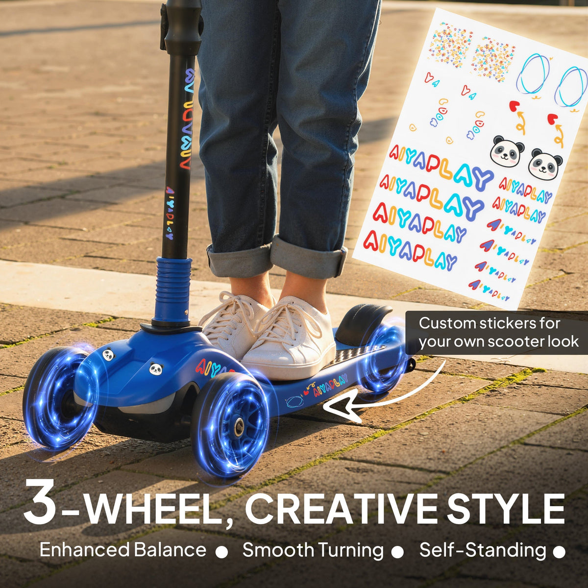 AIYAPLAY Three-Wheel Foldable Electric Scooter for Kids Aged 6-10 Years, Blue - SGP Garden Ltd