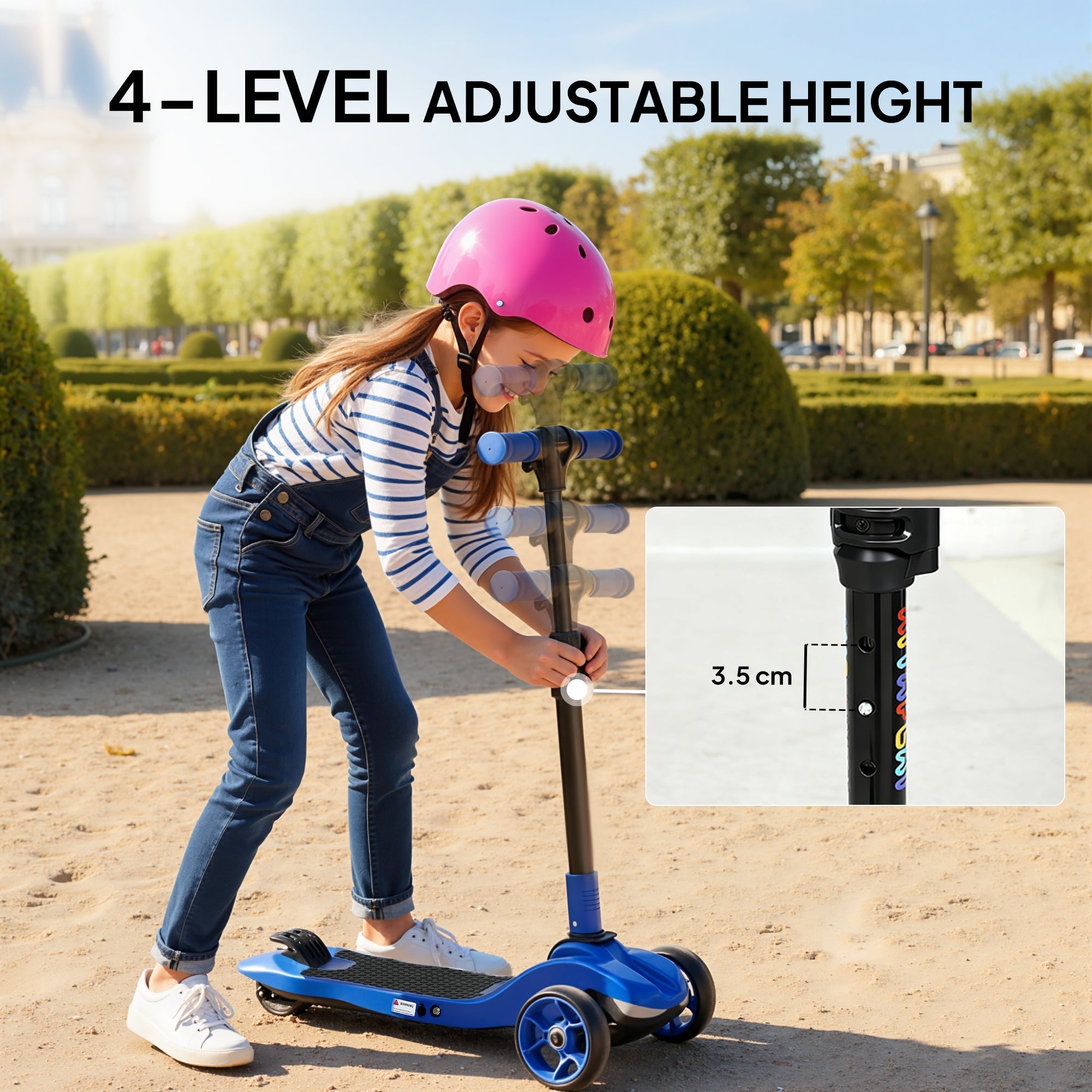 AIYAPLAY Three-Wheel Foldable Electric Scooter for Kids Aged 6-10 Years, Blue - SGP Garden Ltd