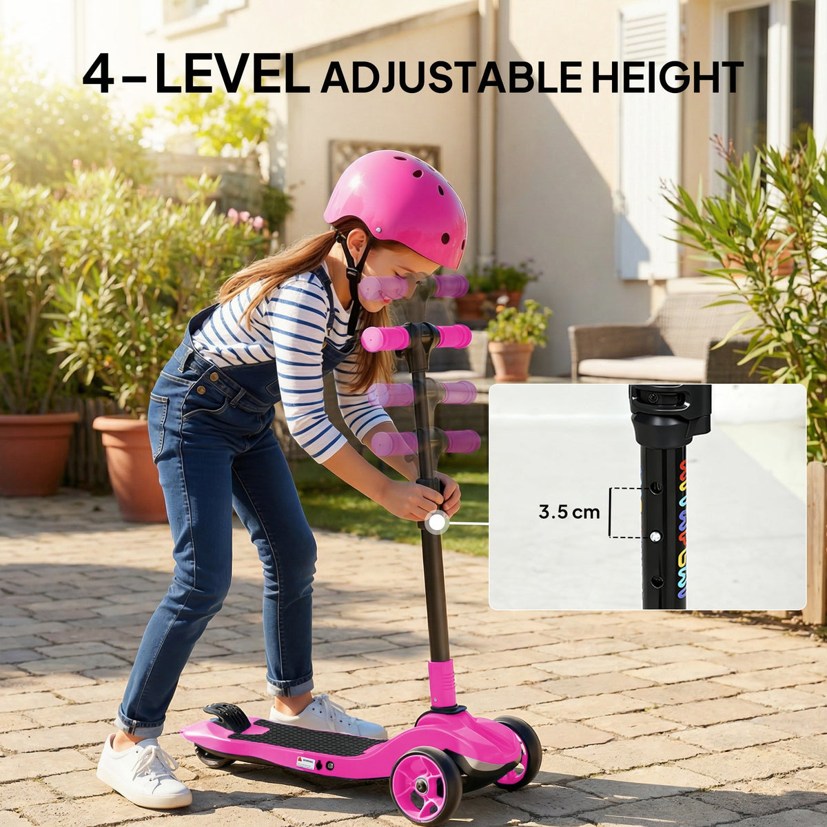 AIYAPLAY Three-Wheel Foldable Electric Scooter for Kids Aged 6-10 Years, Pink - SGP Garden Ltd