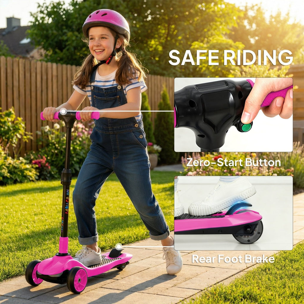 AIYAPLAY Three-Wheel Foldable Electric Scooter for Kids Aged 6-10 Years, Pink - SGP Garden Ltd
